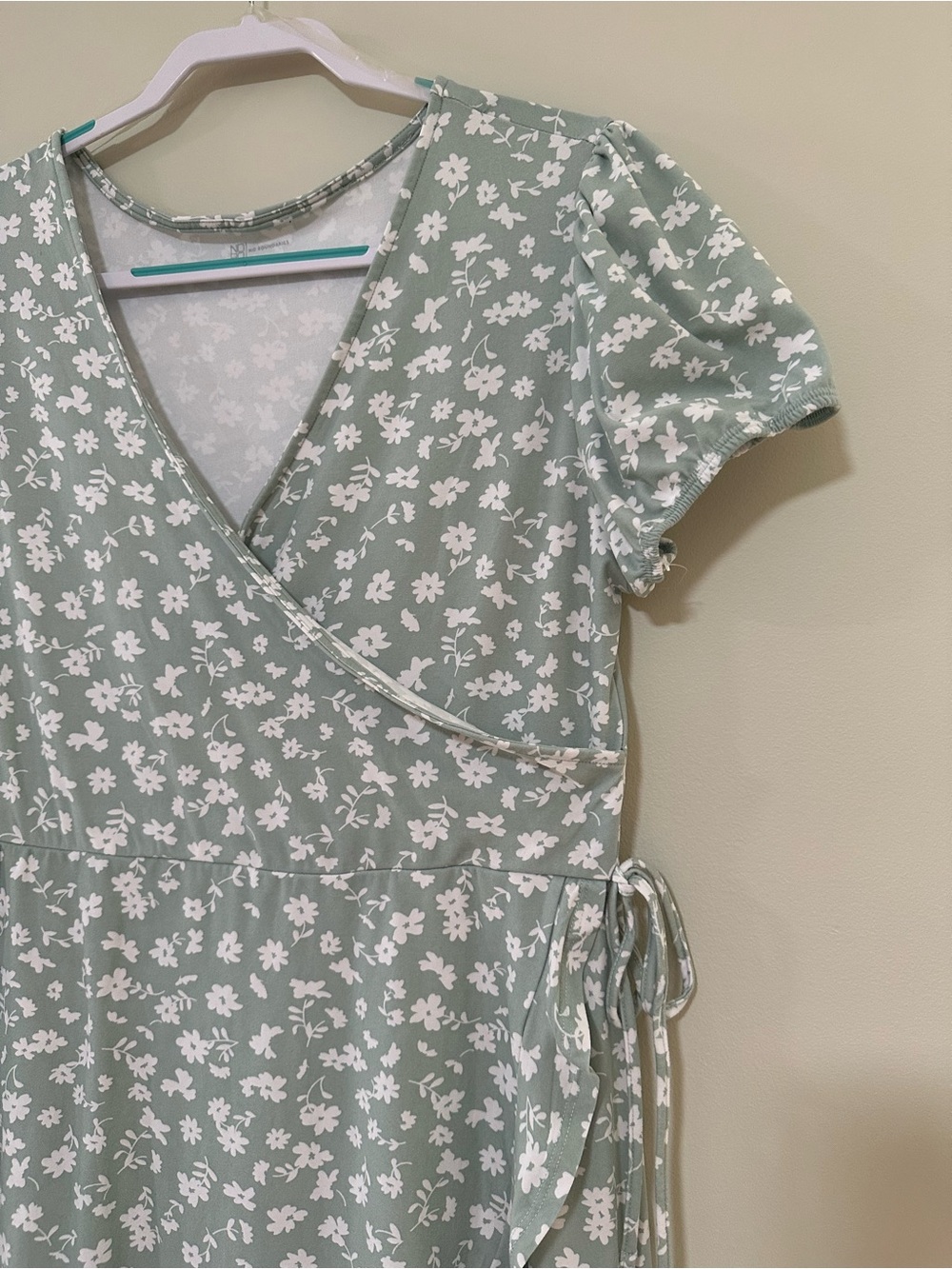No Boundaries Sage Green Floral Wrap Mini Dress - Picture 2 of 7